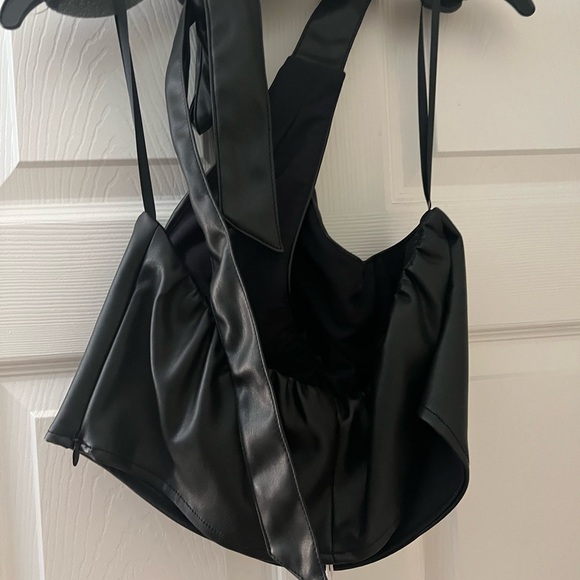 STAUD Kai Vegan Leather Halter Top - Picture 4 of 5